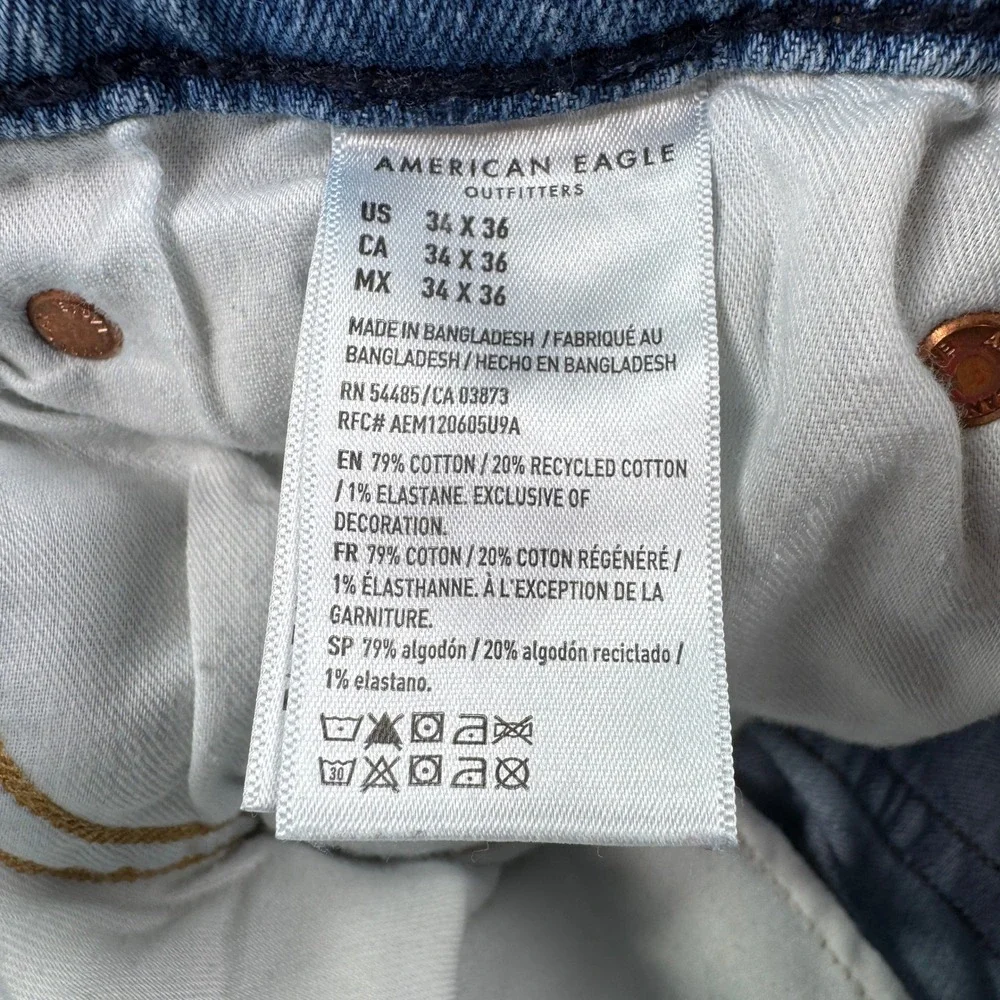 American Eagle Men's Jeans Original Straight Light Wash 34x36 Stretch Denim